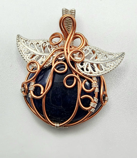 Sodalite Mixed Metals Pumpkin Pendant